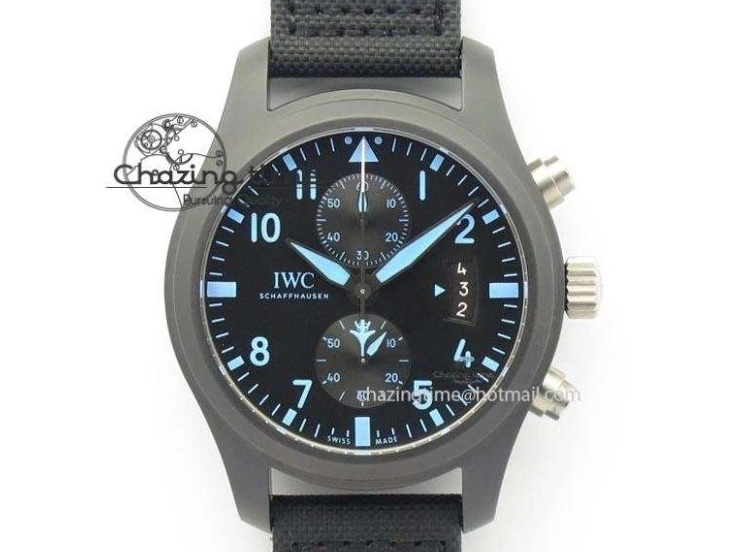 MIROTIME 0521 Pilot Chrono IW388003 Real Ceramic V6F 1:1 Best Edition On Black Nylon Strap A StreetReady 7284
